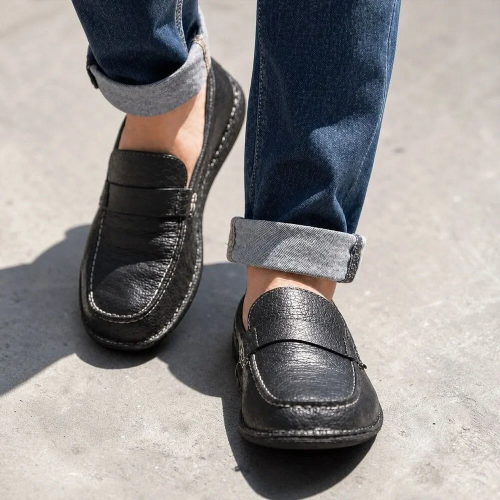 Born Black Leather Penny Loafers Slip On Comfort Shoes Mens 7 EU 38 W3974E3